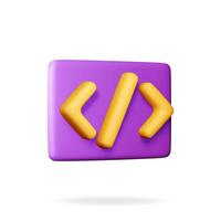 3d code icon isolated on white. Render computer software language symbol. Computer programming language. vector