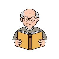 An old man reading a book vector
