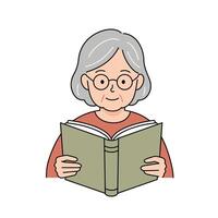 An old woman reading a book vector