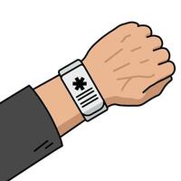 A hand with a wrist watch on it vector
