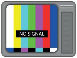 Retro TV set with a test card and No signal, message, colourful test card on an old style television set vector