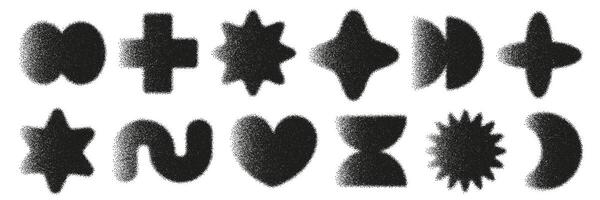 Monochrome translucent geometric shapes exhibit dynamic patterns with gradual blur and noise effects, creating an intriguing visual experience in abstract design. vector
