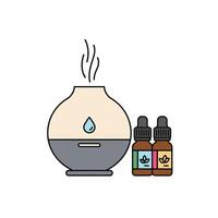 A bottle of essential oils and a diffuser vector