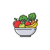 A bowl full of fruit and vegetables is shown in this illustration vector