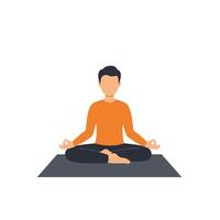 Man sitting in lotus position on a mat vector