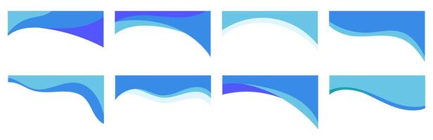 Set of Blue Wave Abstract Headers Curved Designs for Web and Graphic Use vector
