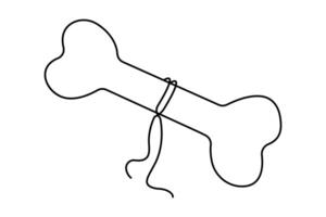 Dog bone continuous single line art drawing of outline simple icon vector