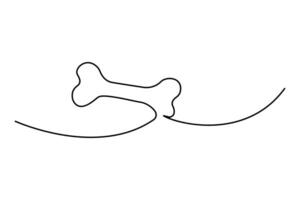 Dog bone continuous one line art symbol illustration with editable stroke one line Icon. vector