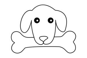 Dog bone continuous one line drawing and outline simple design vector