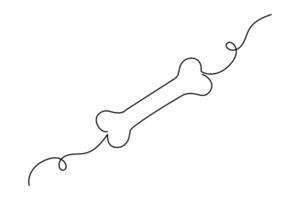 Dog bone continuous one line drawing of outline simple icon vector