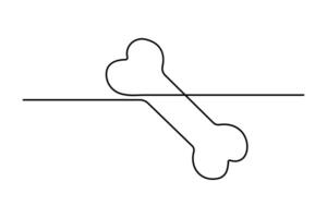 Dog bone continuous one line drawing and minimalist outline simple icon vector