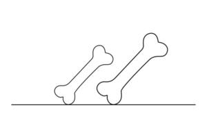 Dog bone continuous one line drawing with black and white background vector