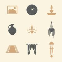 Home Decor and Accessories Icons Simple Clean and Smooth in Beige and Gray vector
