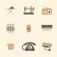 Miscellaneous Home Items Icons Set in Beige and Gray Color Scheme vector