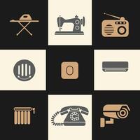 Miscellaneous Home Items Icons Simple Clean and Smooth in Beige and Gray vector