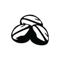 A black and white illustration of three coffee beans vector