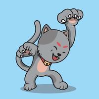 cartoon cute cat with an expression of wanting to scratch. vector