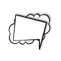 Blank Layered Thought Bubble with Halftone Shadow Line Art vector