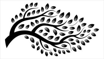 Black and White Tree with Leaves Eco-friendly and Botanical Icon vector