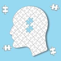 Jigsaw puzzle head, human brain potential, logical reasoning concept isolated on a white background vector