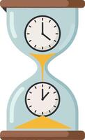 Hourglass with dual clocks showing time passing in a minimalistic flat design art vector
