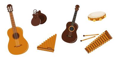 Musical instruments arranged together showcasing variety and diversity in sound vector