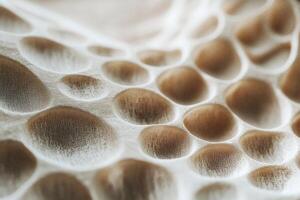 Close Up Abstract Texture of Beige Porous Surface with Rounded Indentations and Soft Lighting photo