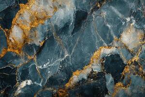 Elegant Blue Marble Texture with Gold Veins for Luxurious Background and Interior Design photo