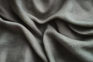 Closeup of Textured Grey Fabric Folds with Soft Light for Textile and Design Applications photo
