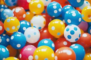 Bright Polka Dot Patterned Colorful Balloons for Party Celebration and Event Decoration in Closeup View photo