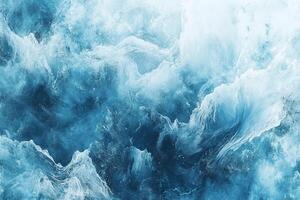 Abstract Blue Ocean Waves and Water Texture with White Foam and Dynamic Patterns photo