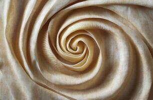 Closeup Beige Fabric Swirl Spiral Pattern with Elegant Neutral Textile Texture Background photo