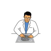 A man in a lab coat is making a piece of paper vector