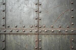A close up of a metal door with rivets photo