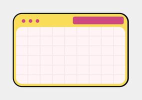 A yellow and pink calendar with a pink dot vector