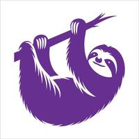 Sloth hanging on a tree branch vector