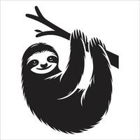 Sloth hanging on a tree branch vector
