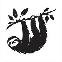 Sloth hanging on a tree branch vector