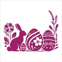 Easter bunny and eggs in the field vector