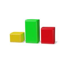 3d render graph bar. Three-dimensional chart visualization statistic. Finance infographic of growth. Colorful marketing report trend. Planning or progress of success analysis. Ranking technology vector