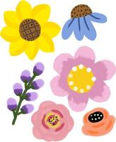 a set of flowers with different colors and sizes vector