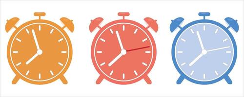 alarm clock set in different colours vector
