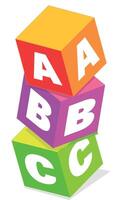 Colourful 3d ABC blocks, business teamwork element, success, development or Progress concept isolated on a white background vector