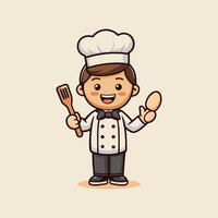 Chef in Action Playful Cartoon Cooking Scene for Food Branding Digital Projects vector
