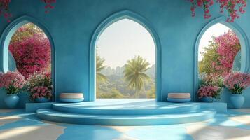Islamic display podium decoration background photo