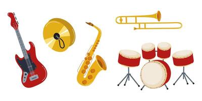 Musical instruments showcasing a variety of sounds and styles for creative expression vector