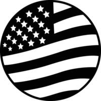 Round Button Icon of the United States Flag with a Bold Silhouette Design vector