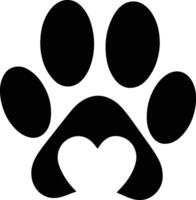 Dow paw silhouette with heart on white background vector