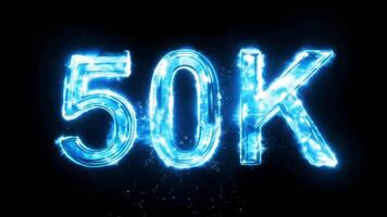 50k with neon text effect, text motion, animation effect, easy multiplication, and 3D text effect. video