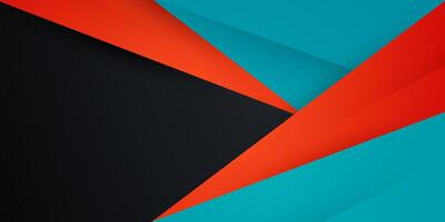Abstract overlap triangle colorful 3D background with green and orange gradient on dark background. Overlap papercut design pattern background. vector